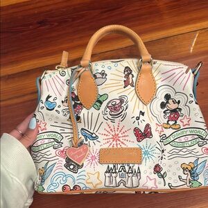 Dooney & Bourke Disney Satchel White with Tan Leather